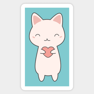 Cute Kawaii Cat With Hearts Sticker